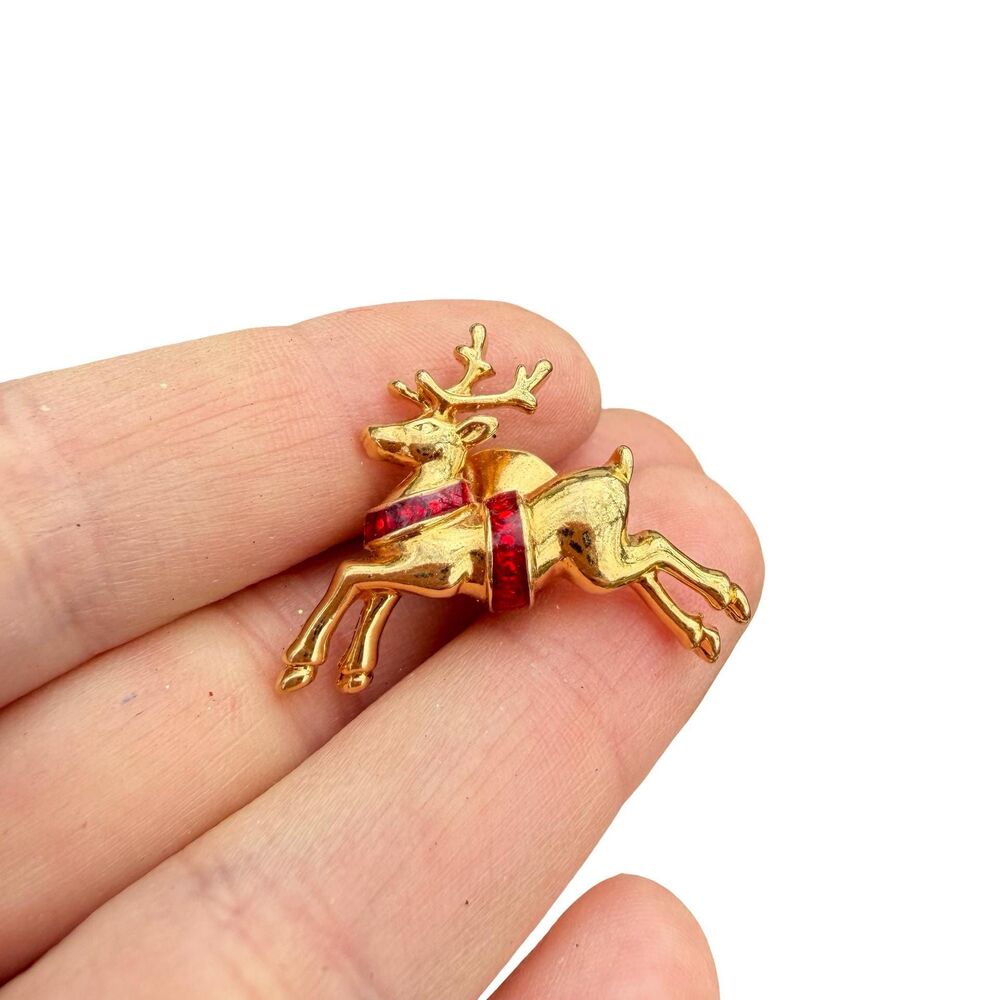Vintage Jewelry Reindeer Pin Christmas Brooch Vintage Christmas Jewelry